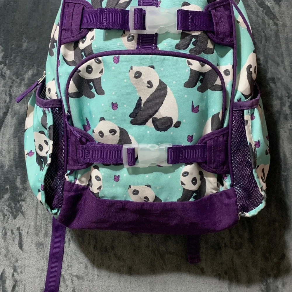 Pottery Barn Kids Backpack Unisex Kids Mackenzie Panda Bear Teal Purple Flaw
